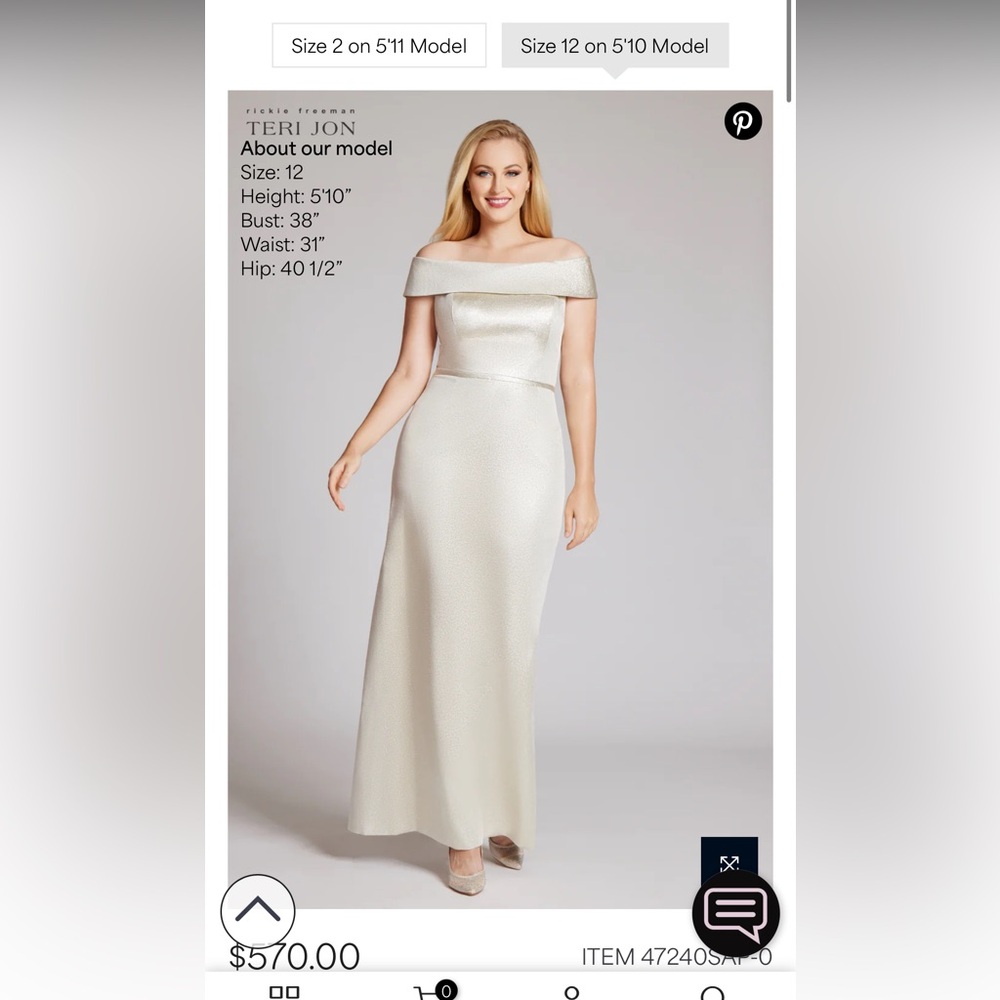 Teri Jon Jacquard Off The Shoulder Column Gown